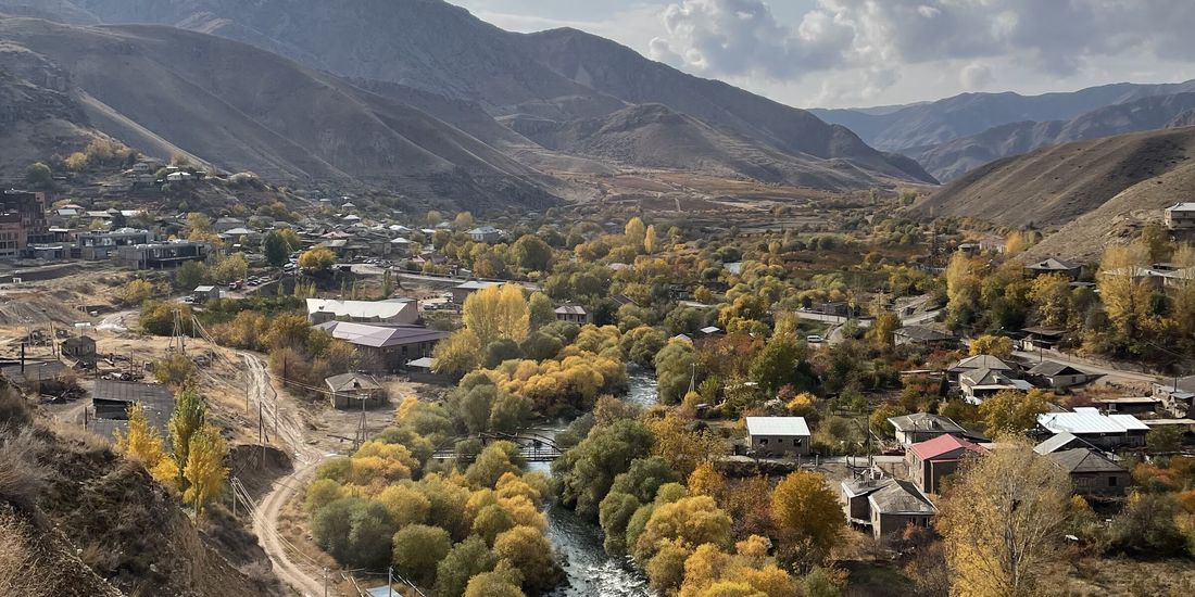 The Arpa river running past Areni village in autumn, Vayots Dzor