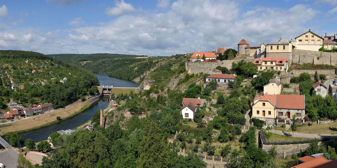 Znojmo castle and old town on the cliff above the Dyje valley, South Moravia